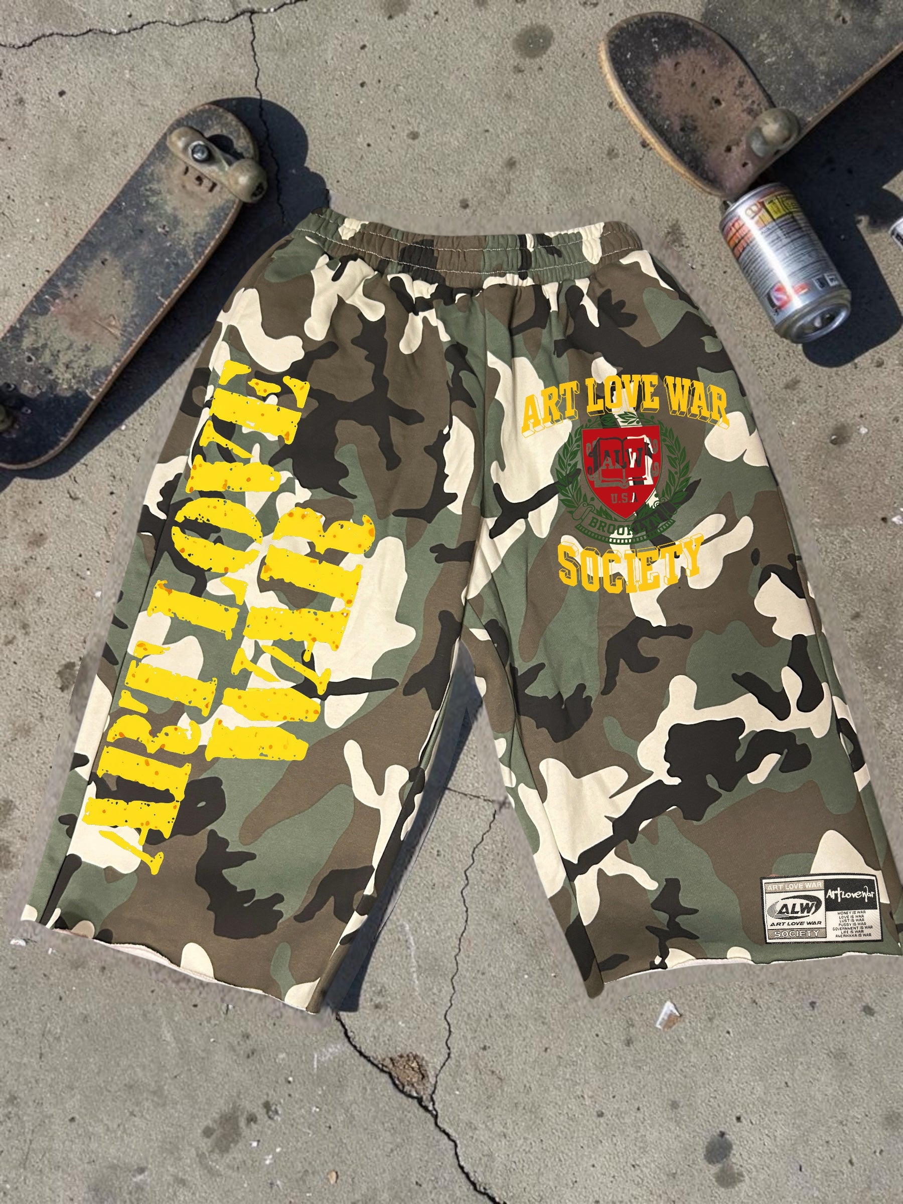 “WAR” Camo Military Baggy Shorts