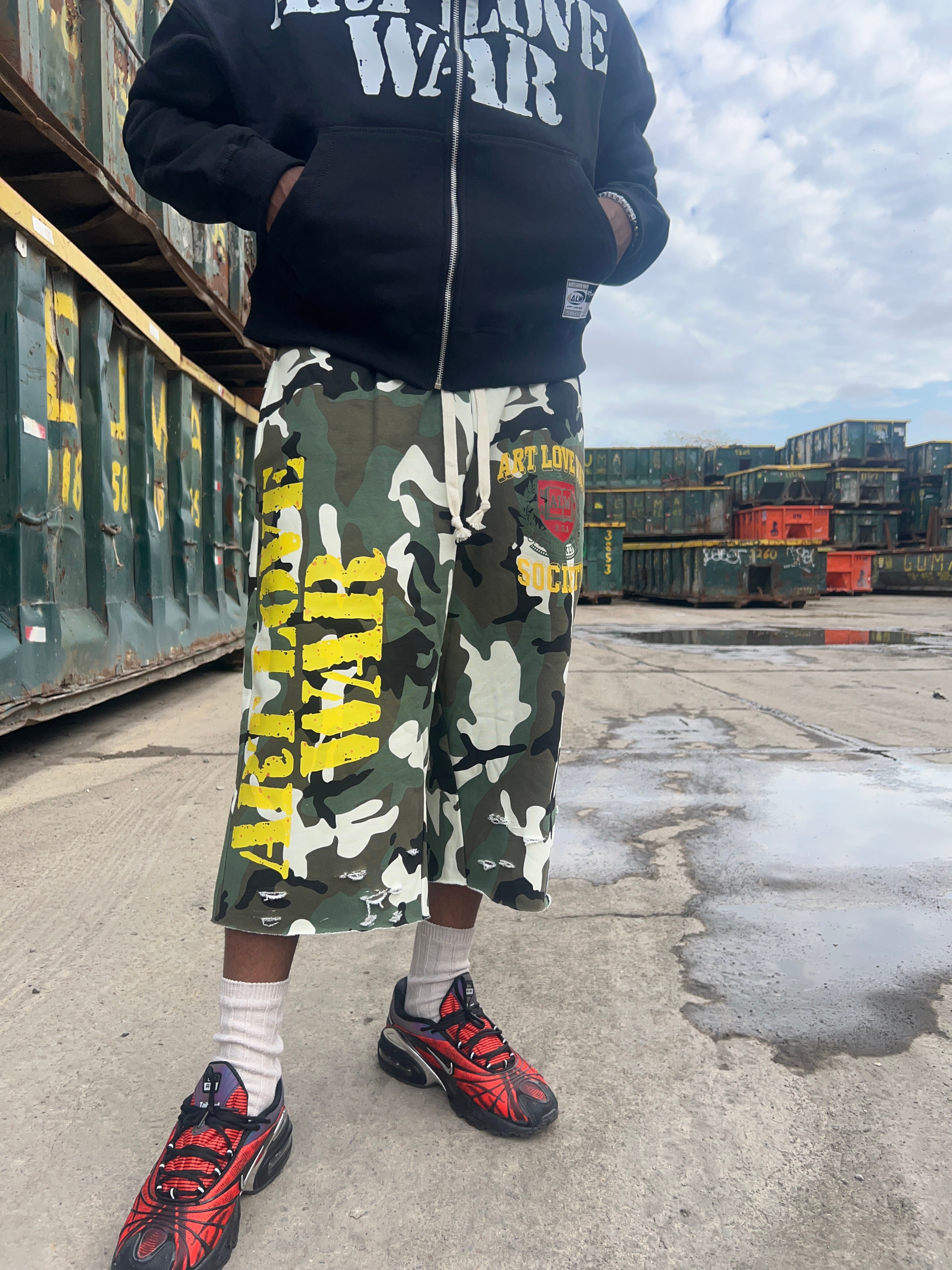 “WAR” Camo Military Baggy Shorts