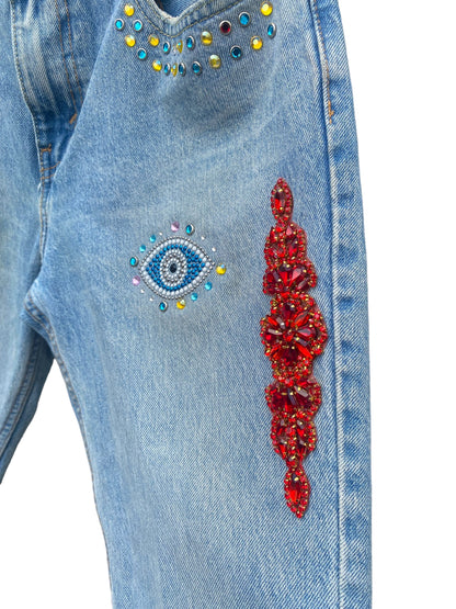 “Evil Eye” Denim Shorts