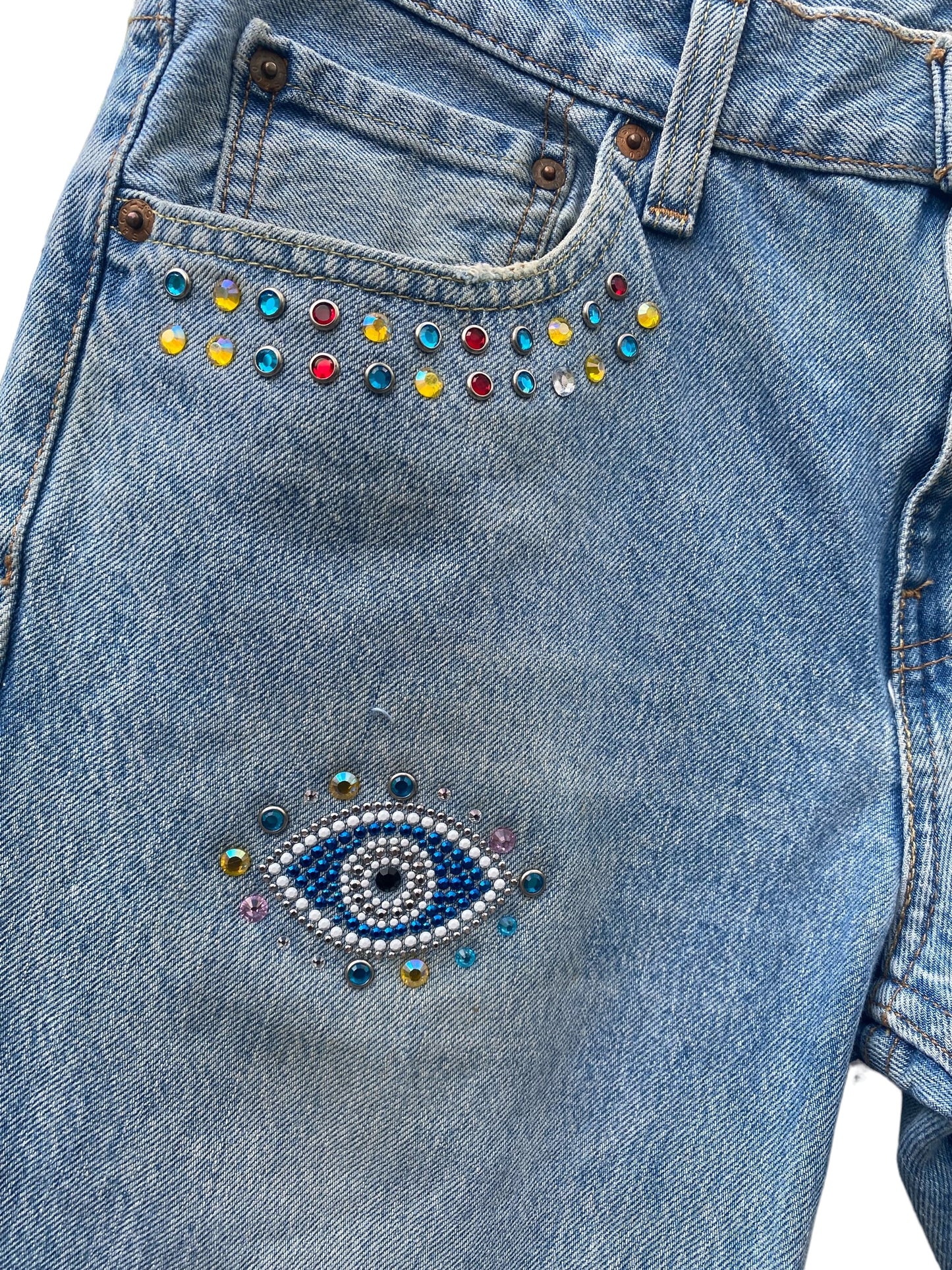 “Evil Eye” Denim Shorts