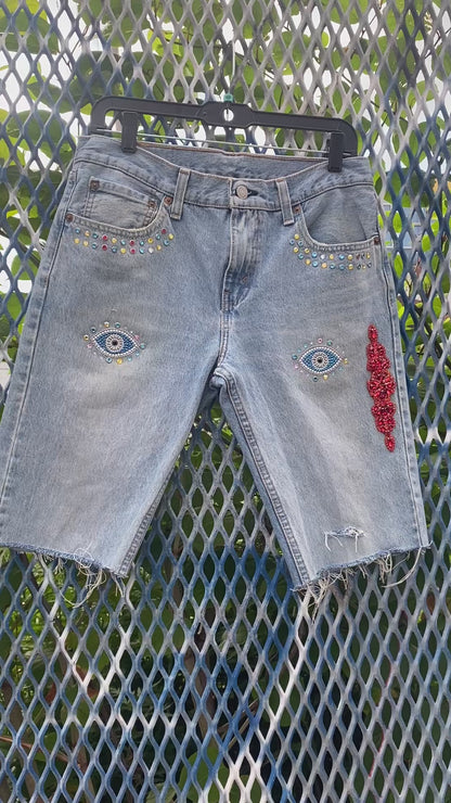 “Evil Eye” Denim Shorts